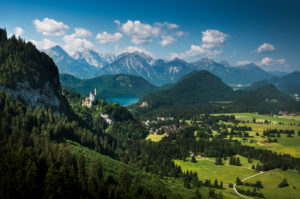 Germany, Bavaria, Allgäu, Füssen, Hohenschwangau, Neuschwanstein Castle, Alps, idyllic view Germany, Bavaria, Allgäu, Füssen, Hohenschwangau, Neuschwanstein Castle, Alps, idyllic view